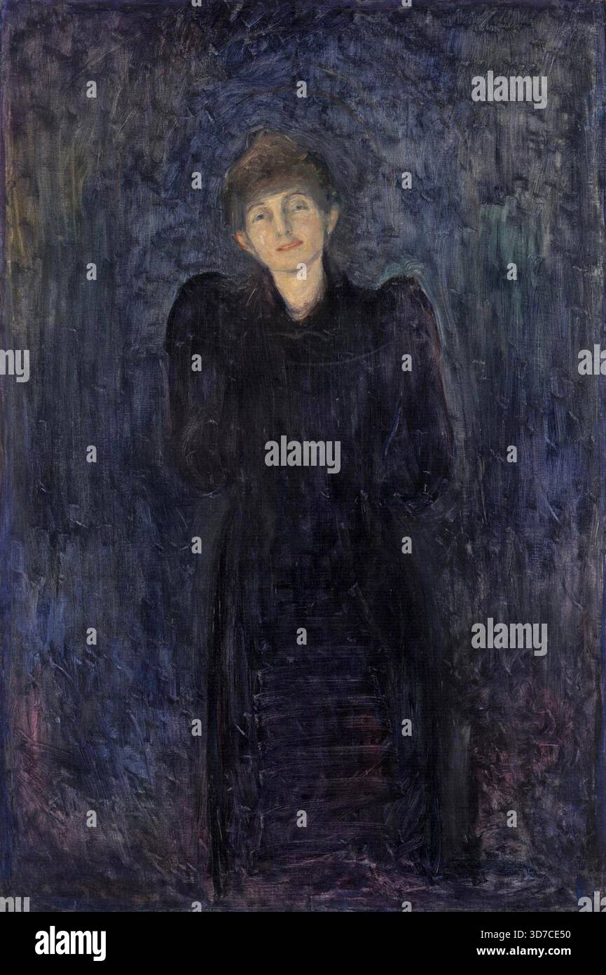 Edvard Munch - Dagny Juel Przybyszewska - 1893 - Voici un portrait de l'écrivain norvégien et célèbre muse Dagny Juel Przybyszewska (1867-1901). Dagny Juel était une figure centrale de la scène artistique berlinoise des années 1890, connue pour sa beauté et son intelligence. Elle est auteure de poèmes et de drames et pianiste. Elle est la muse de plusieurs artistes, dont Edvard Munch et August Strindberg. Elle était mariée à l'auteur polonais Stanisław Przybyszewski Banque D'Images
