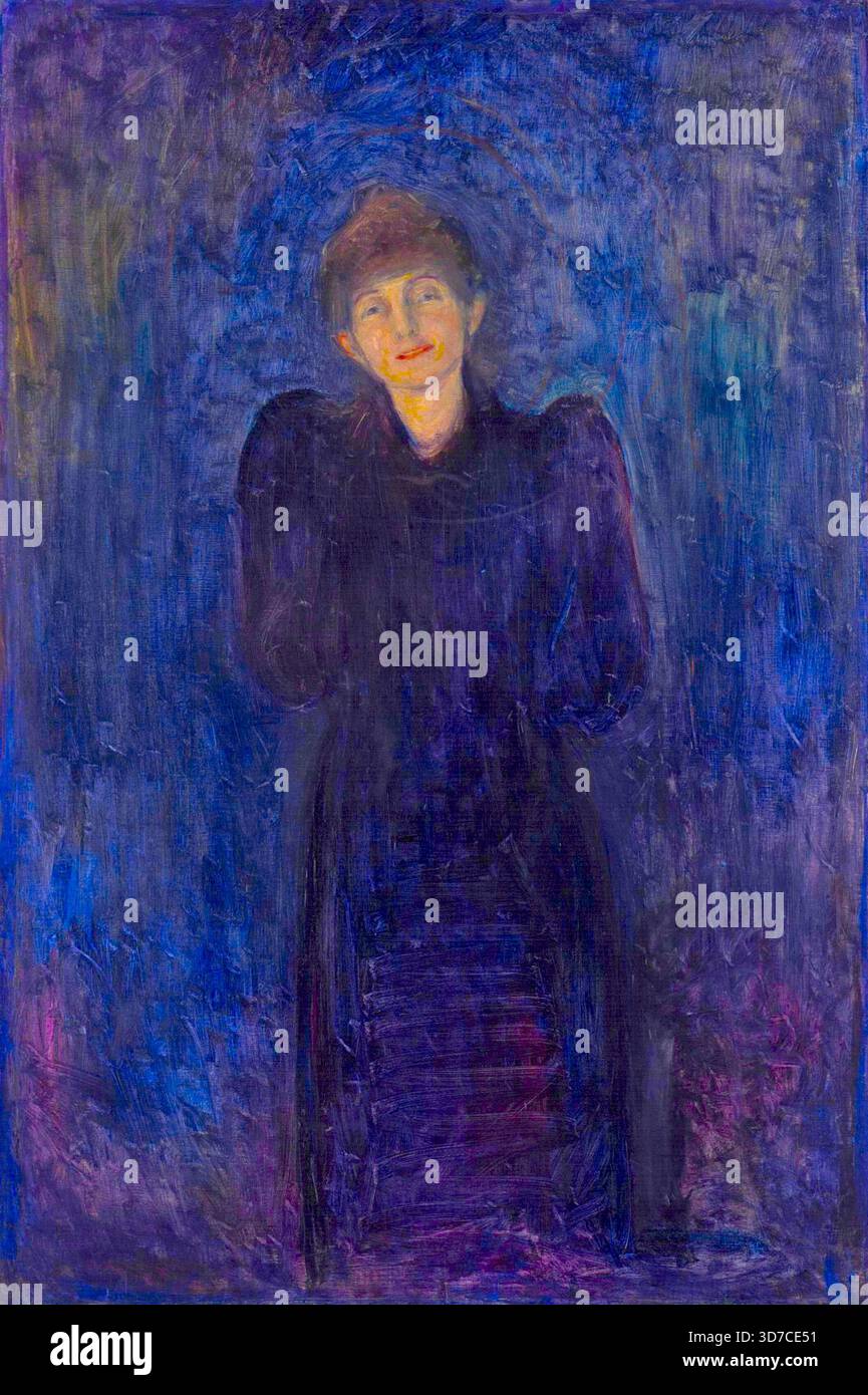 Edvard Munch - Dagny Juel Przybyszewska - 1893 - Voici un portrait de l'écrivain norvégien et célèbre muse Dagny Juel Przybyszewska (1867-1901). Dagny Juel était une figure centrale de la scène artistique berlinoise des années 1890, connue pour sa beauté et son intelligence. Elle est auteure de poèmes et de drames et pianiste. Elle est la muse de plusieurs artistes, dont Edvard Munch et August Strindberg. Elle était mariée à l'auteur polonais Stanisław Przybyszewski Banque D'Images