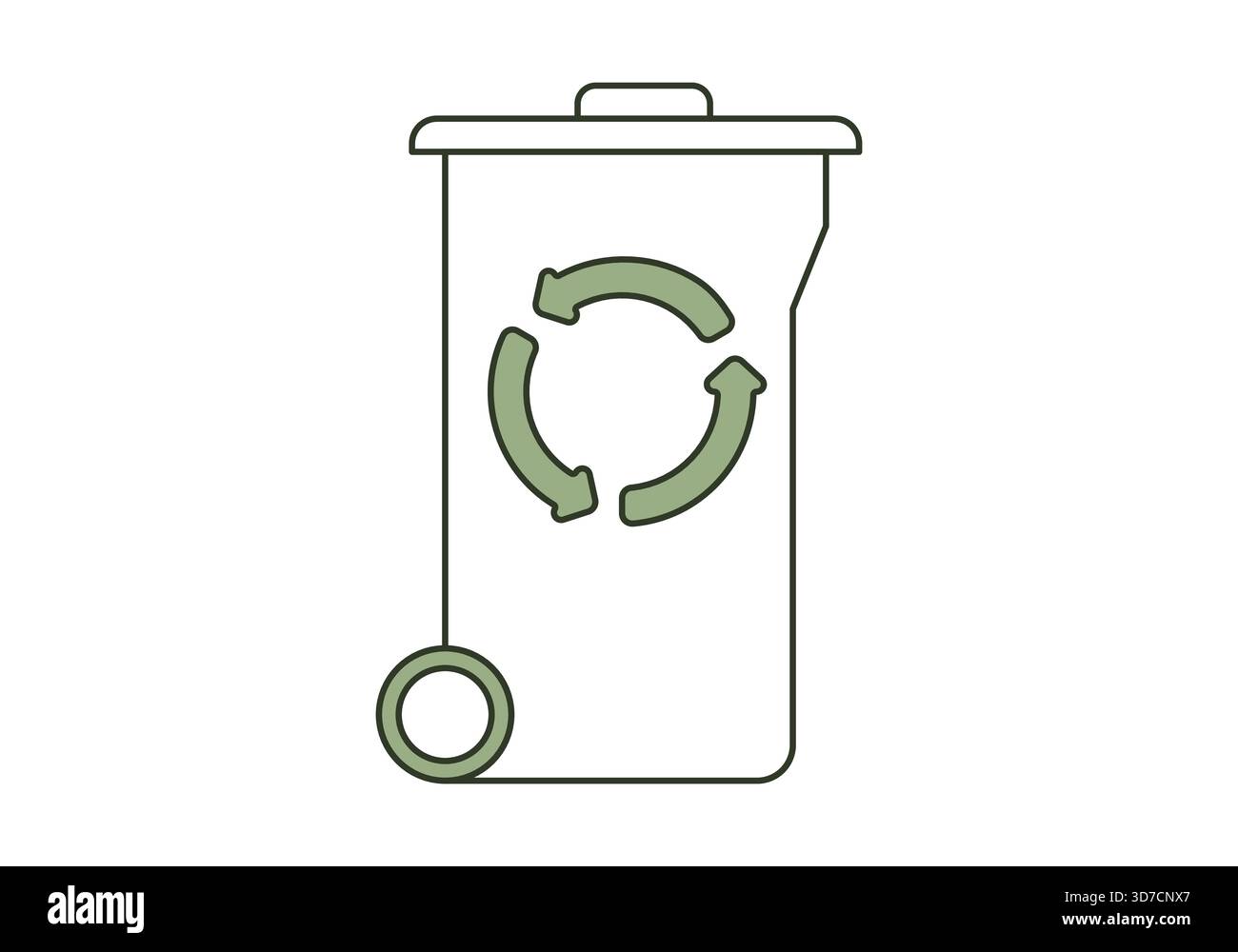 Poubelle avec une icône de signe de recyclage, illustration vectorielle plate. Illustration de Vecteur