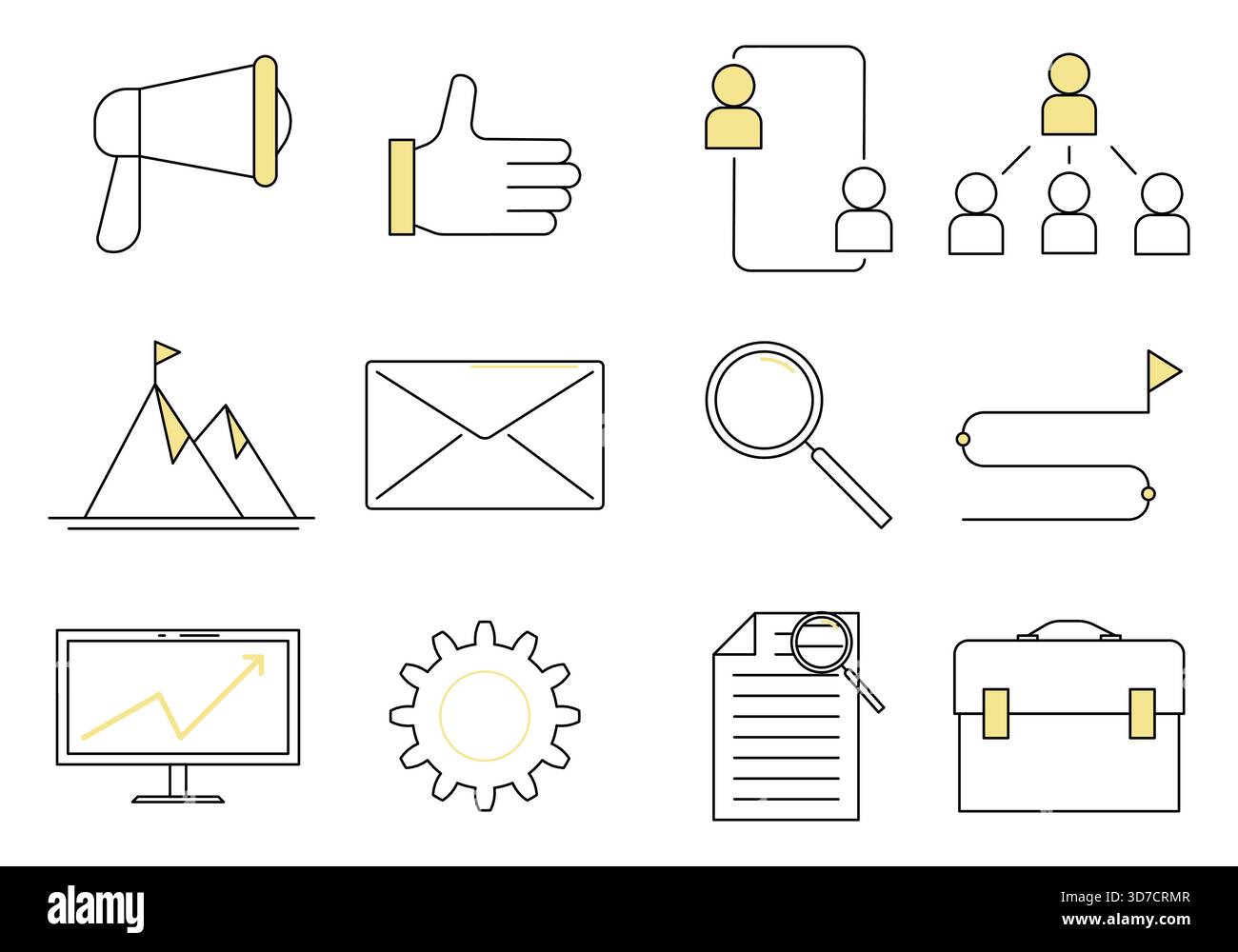 Ensemble d'icônes pour l'orientation d'entreprise. Illustration vectorielle. Illustration de Vecteur