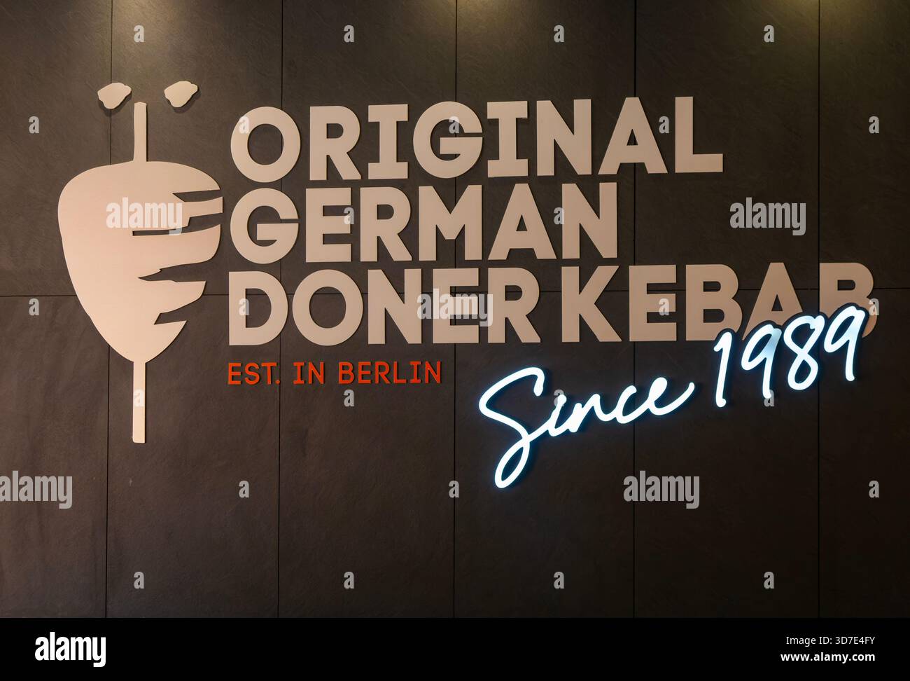 Inside GDK German Doner Kebab Takeaway Restaurant, Exeter, Devon, Angleterre, Royaume-Uni a établi Berlin 1989 Banque D'Images