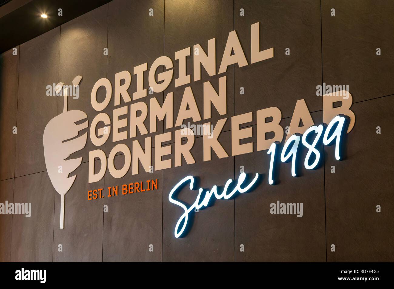 Inside GDK German Doner Kebab Takeaway Restaurant, Exeter, Devon, Angleterre, Royaume-Uni a établi Berlin 1989 Banque D'Images