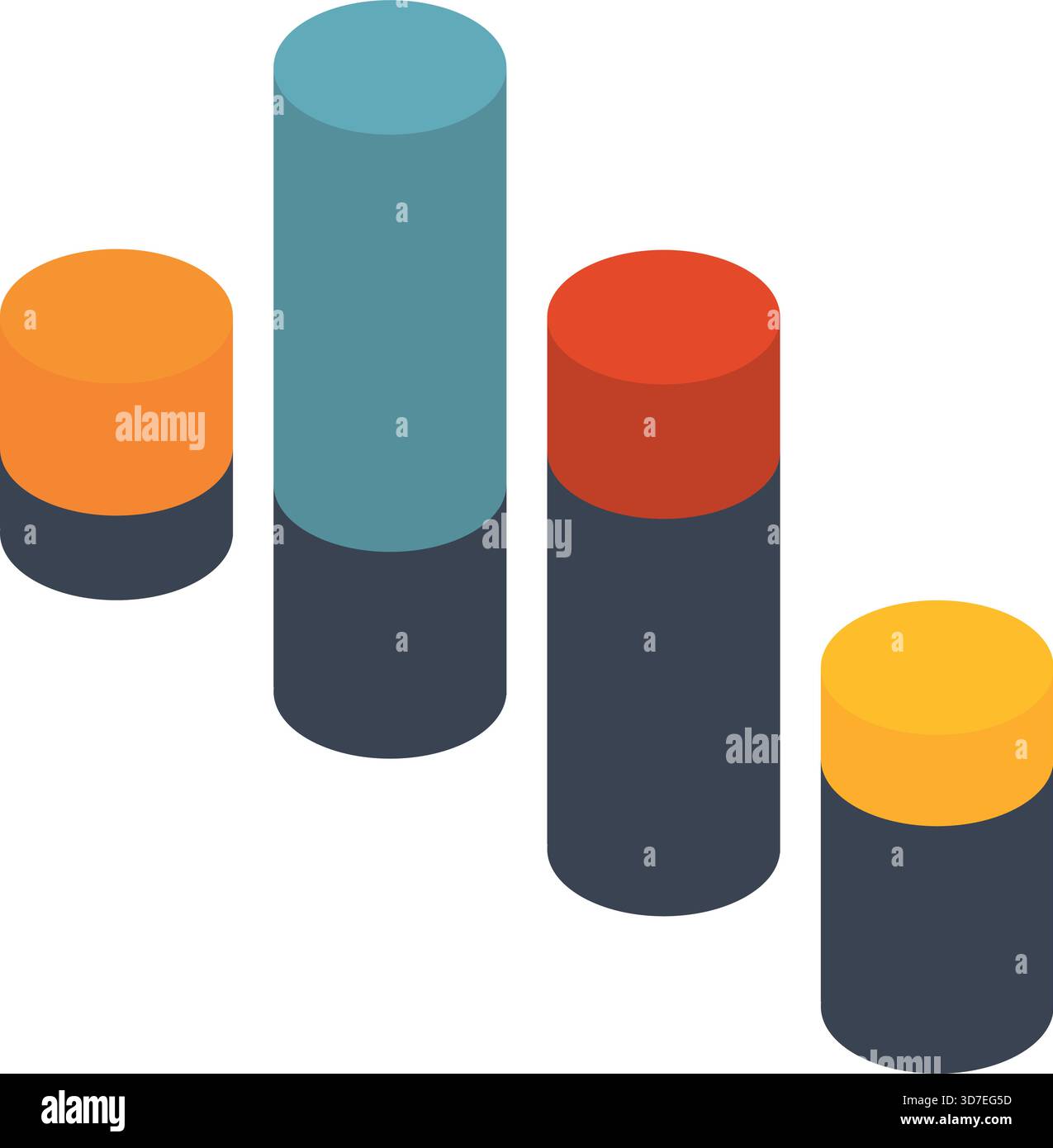 Un ensemble de quatre barres colorées avec une jaune et une orange au milieu Illustration de Vecteur