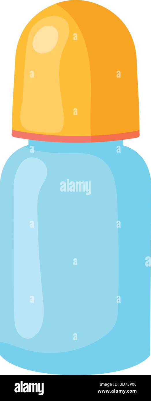 Une bouteille bleue avec un bouchon jaune Illustration de Vecteur