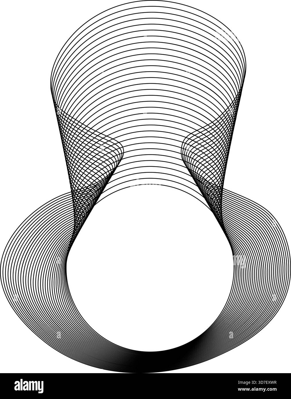 Forme avec un cercle centré et des contours extérieurs effilés sur les côtés, évoquant la symétrie du sablier avec des courbes douces. Illustration de Vecteur
