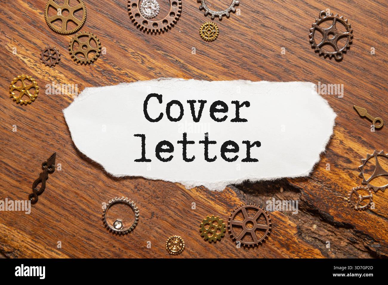 Lettre d'accompagnement. blocs en bois avec texte Banque D'Images