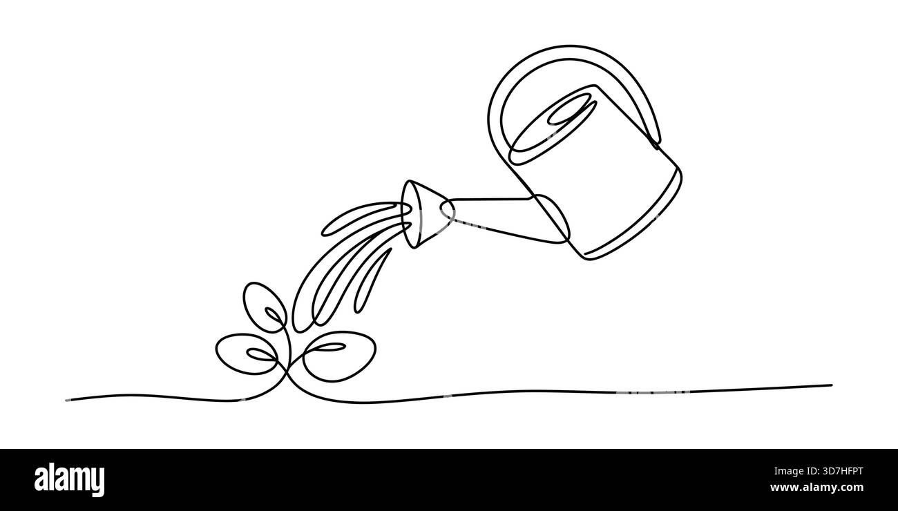 Arrosage continu d'art peut nourrir la croissance des plantes vertes Illustration de Vecteur