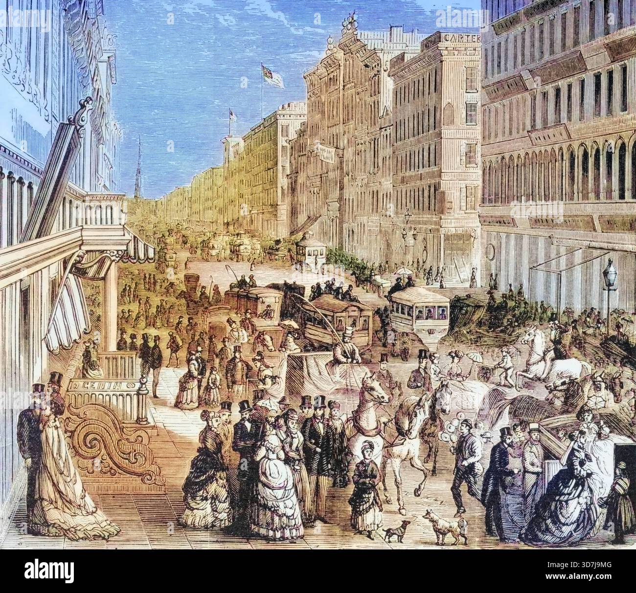 Broadway New York Blick nach Norden in den 1870er Jahren, Amerika, digitale Reproduktion aus American Pictures, gezeichnet mit FEDER und Bleistift, co Banque D'Images