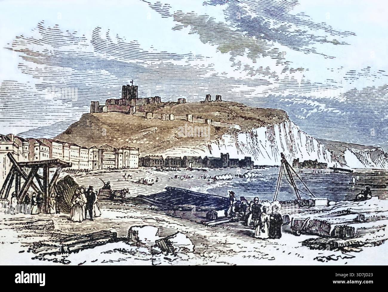 Die weißen Kreidefelsen von Dover und der Hafen von Dover, um 1870, Kent, England, digitale Reproduktion einer historischen Vorlage Banque D'Images