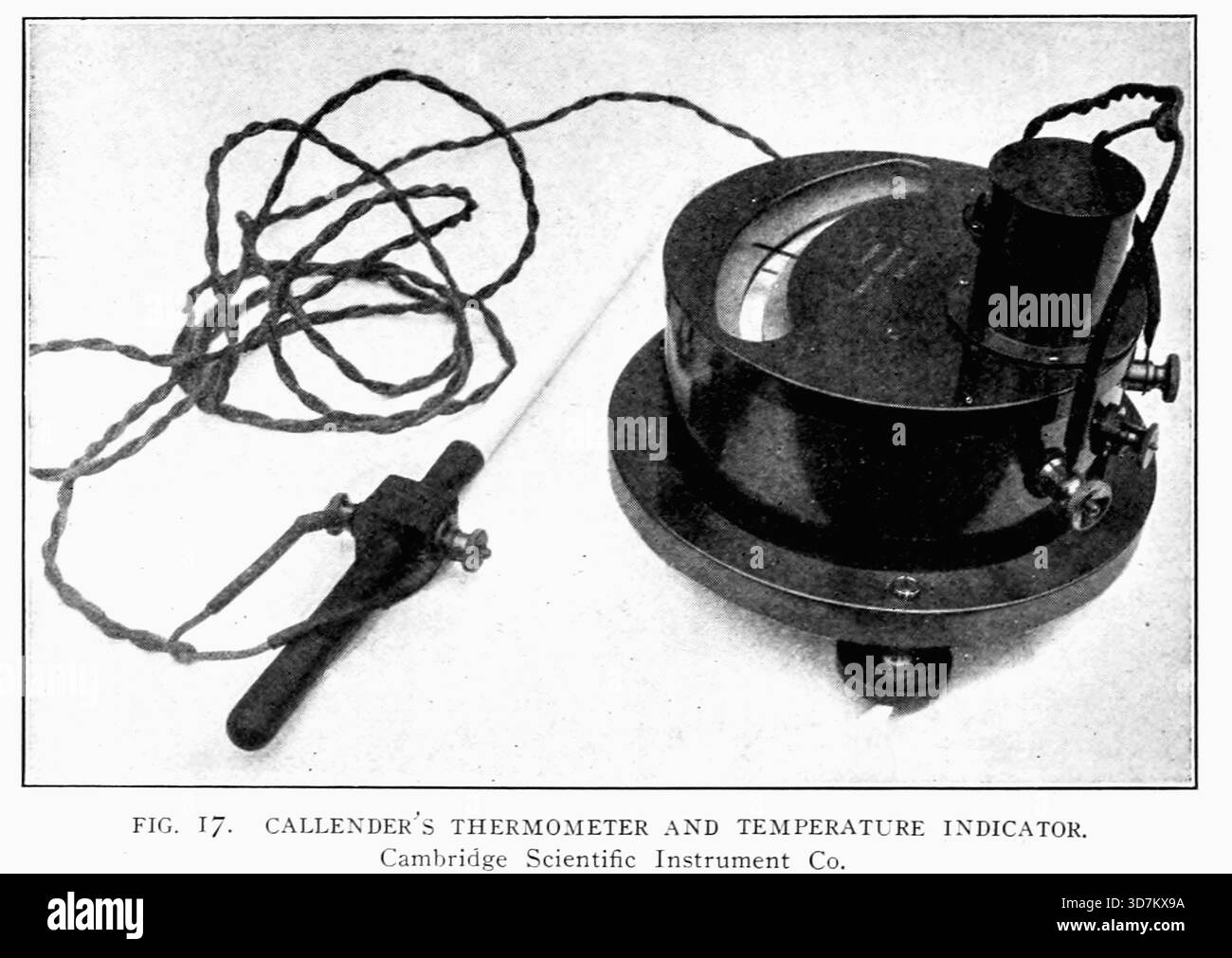 THERMOMÈTRE ET INDICATEUR DE TEMPÉRATURE DE CALLENDER. Cambridge Scientific instrument Co. de l'article LES ESSAIS DES MACHINES À VAPEUR. Par le capitaine H. Riall Sankey et C. Humphrey Wingfield. Tiré de l'Engineering Magazine consacré au progrès industriel volume XXVIII octobre 1904 - mars 1905 The Engineering Magazine Co Banque D'Images