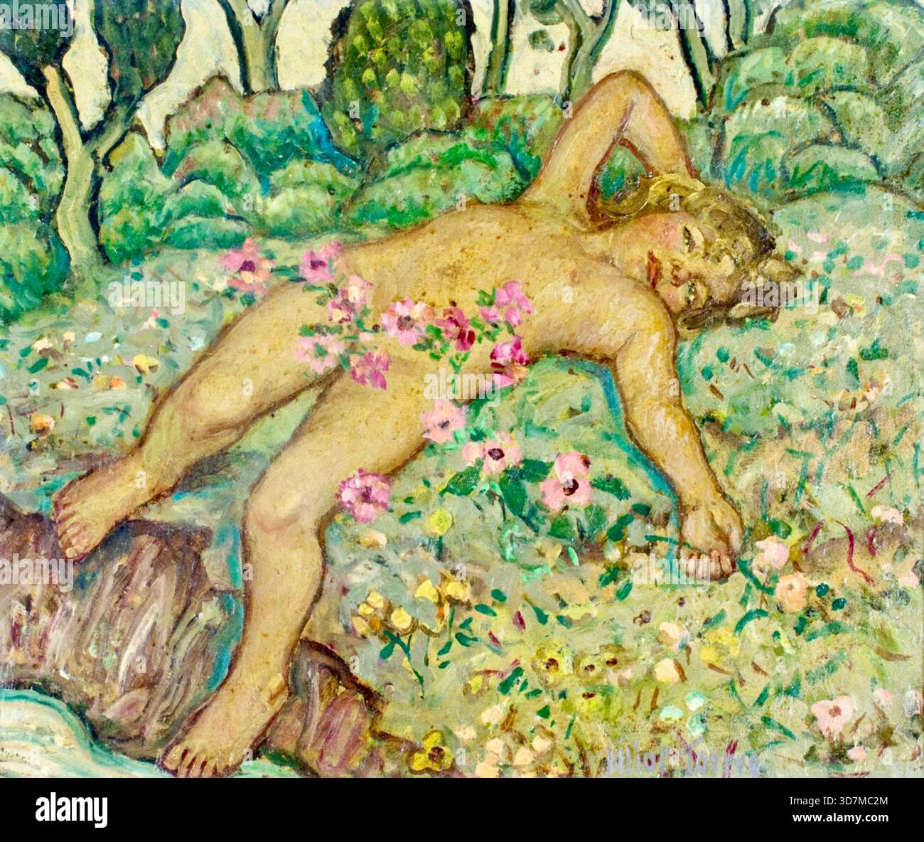 Elliot bouton Torrey - la naissance de Psyché - 1921 - L'œuvre est exécutée dans un style impressionniste, caractérisé par des coups de pinceau visibles et un accent mis sur la capture de la lumière et de la couleur de la scène. Banque D'Images