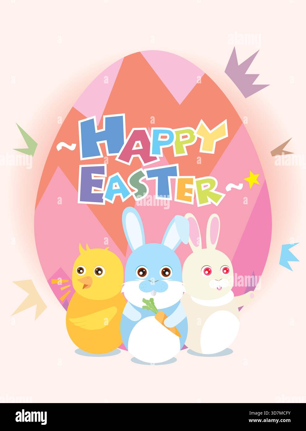 Joyeuses pâques avec lapin et poussin illustration vectorielle graphique EPS 10 Illustration de Vecteur