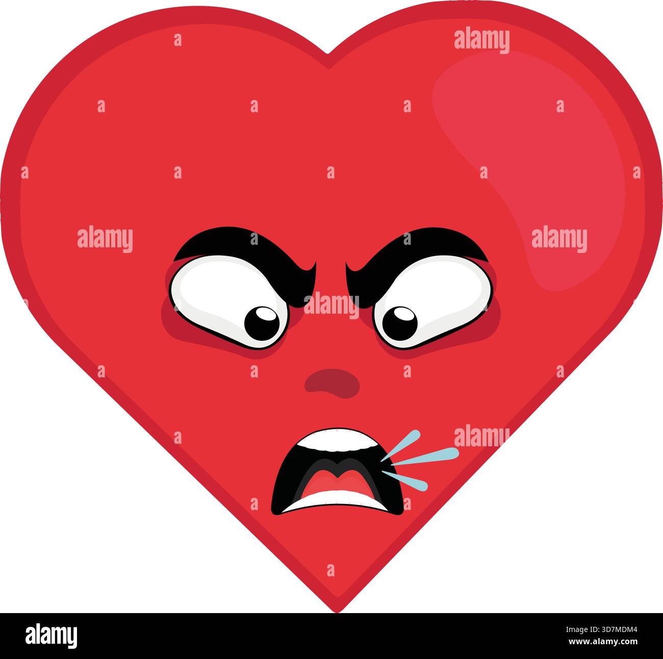 illustration vectorielle émoticône personnage de dessin animé coeur, avec une expression en colère, parler et crier Illustration de Vecteur
