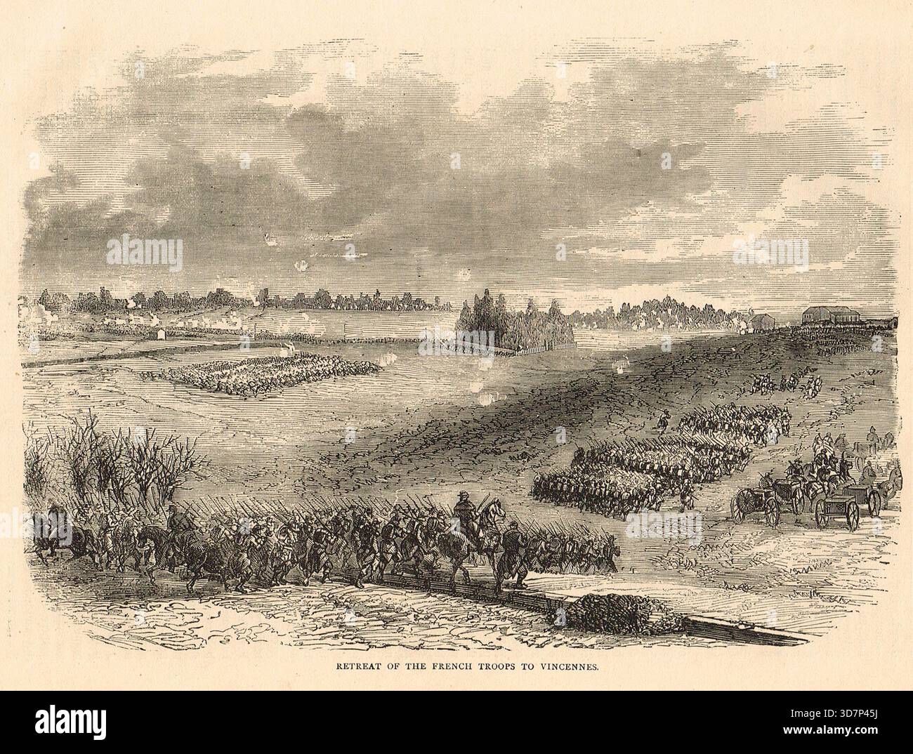 Retraite des troupes françaises à Vincennes, pendant la guerre franco-prussienne. Banque D'Images