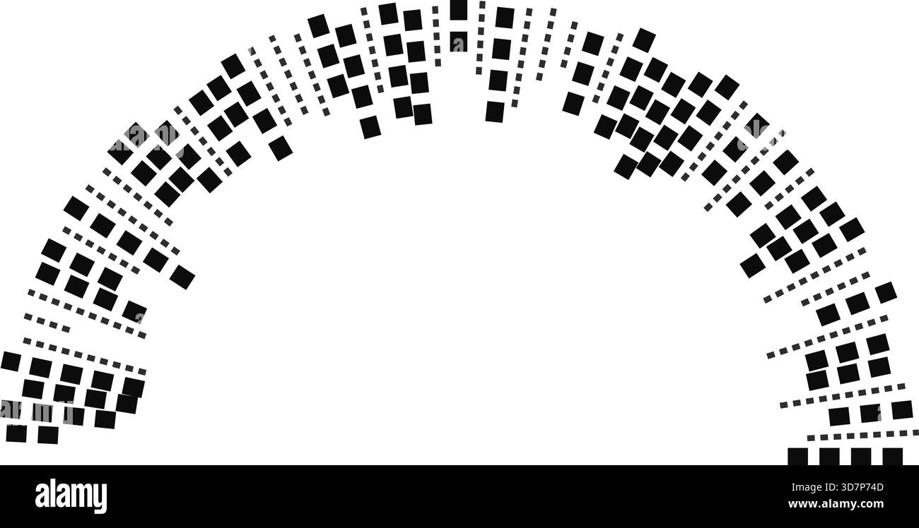 Les rayons pointant vers l'intérieur formés de carrés en demi-cercle laissent un grand espace circulaire au centre. Illustration de Vecteur