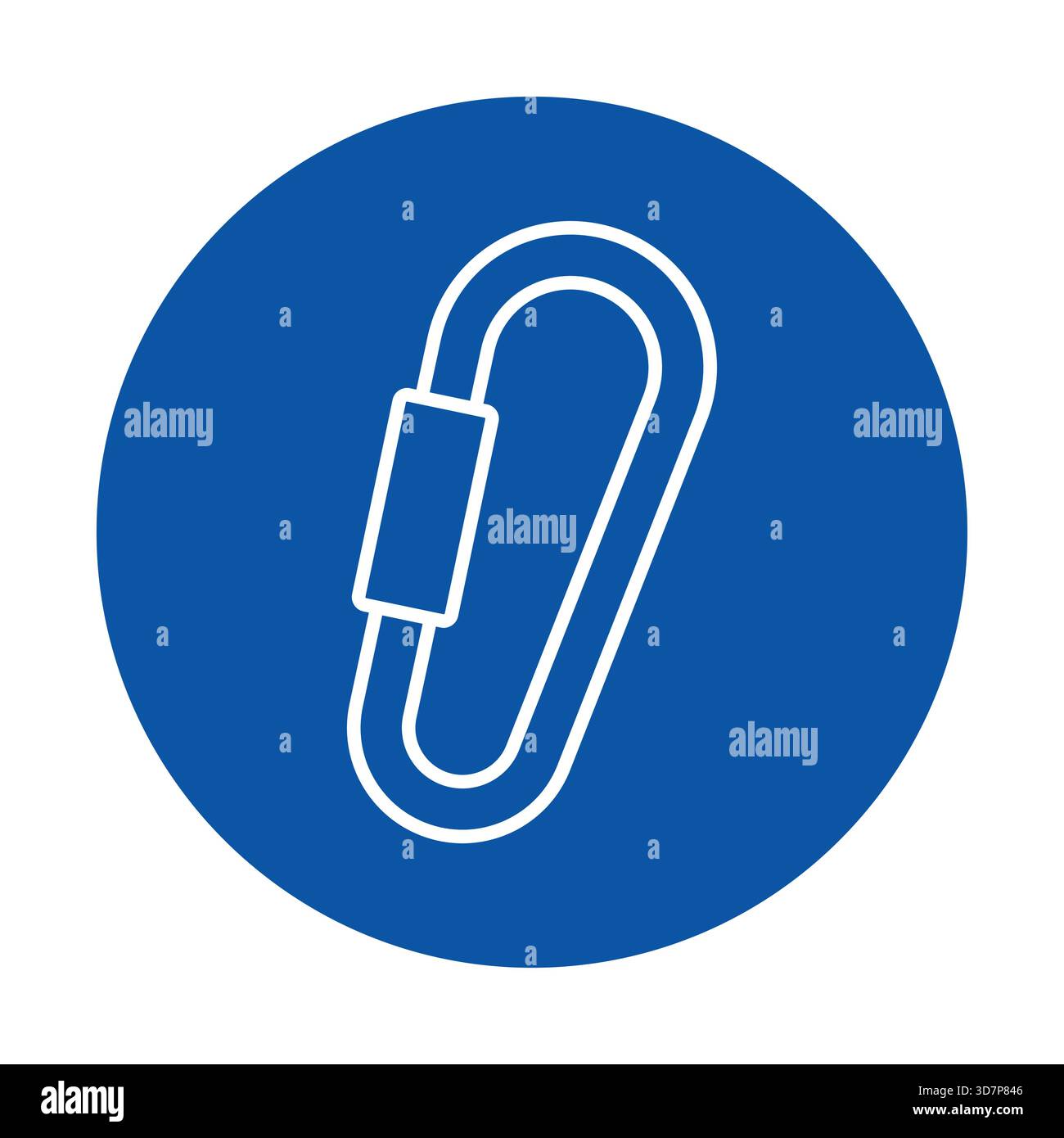 Un cercle bleu moderne et minimaliste avec une simple icône de trombone blanc, parfait pour une utilisation dans des conceptions numériques, des présentations ou des projets créatifs. Illustration de Vecteur