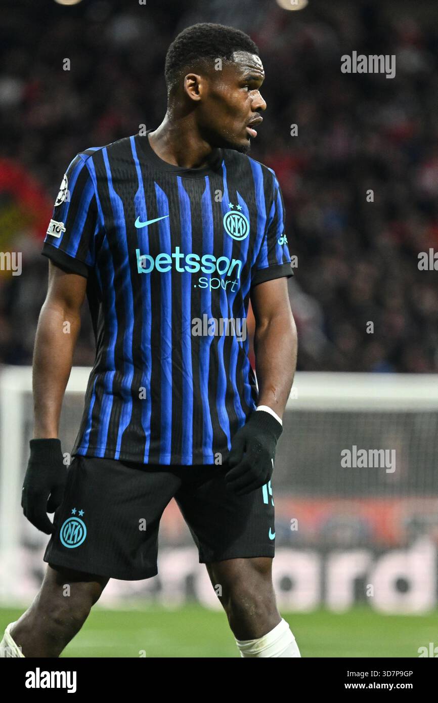 De l'Internazionale lors du match de l'UEFA Champions League Atletico de Madrid et du FC Internazionale Milano à l'Estadio Metropolitano le 26 novembre 2025 in Banque D'Images