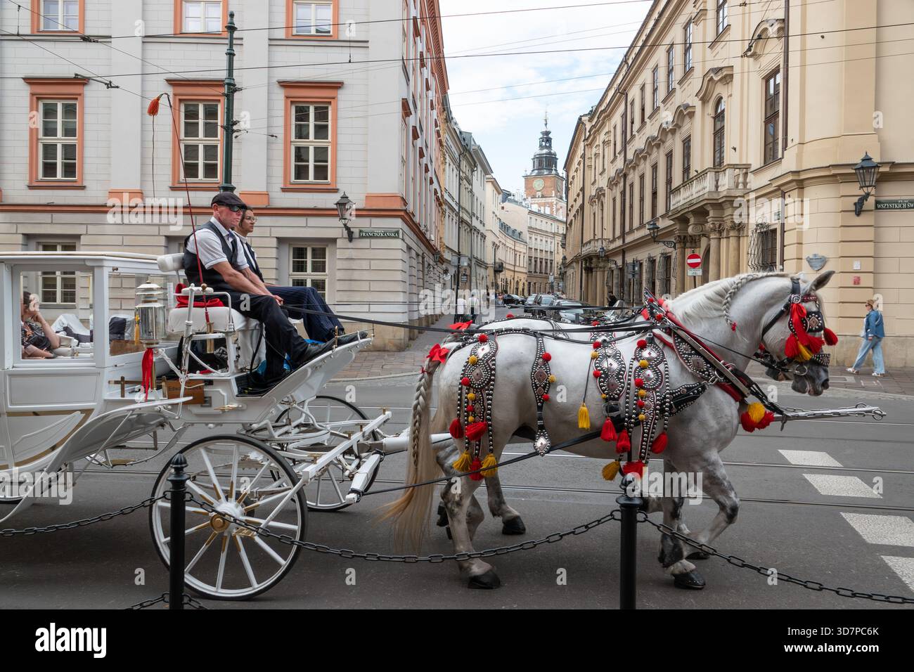 Cracovie Pologne. Célèbre pour sa riche histoire et son architecture, le vieux centre-ville de Cracovie est classé au patrimoine mondial de l'UNESCO. Banque D'Images