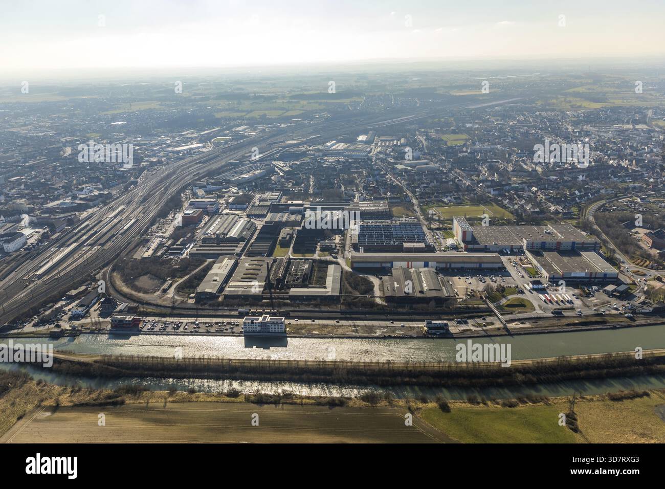 Voest Alpine Boehler Welding an der Hafenstrasse im Hammer Hafen am Datteln-Hamm-Kanal Ham.m, Ruhr region, Rhénanie du Nord-Westphalie, Allemagne, Hamm, DEU Banque D'Images