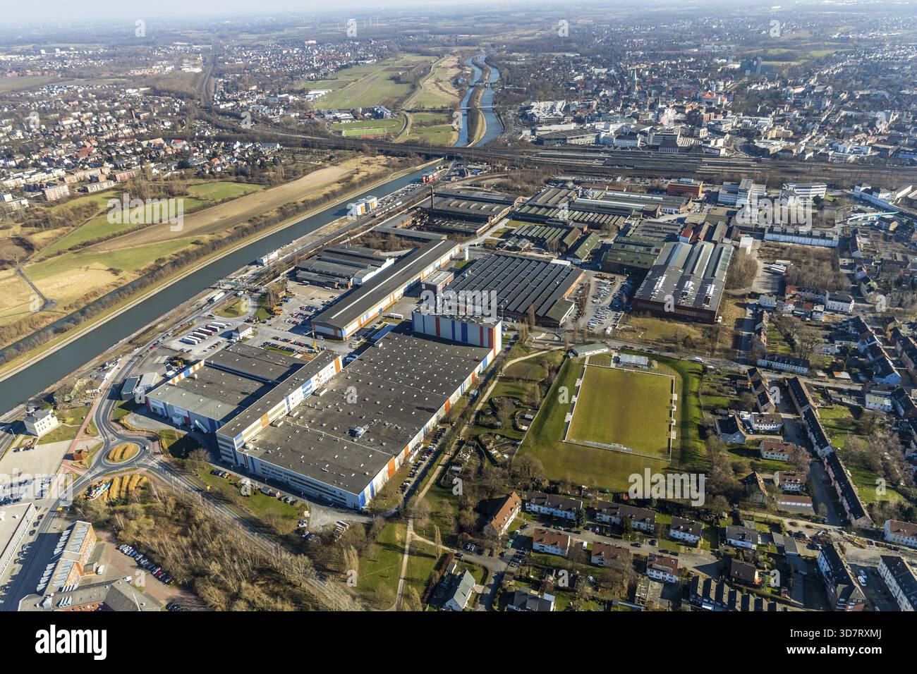 Voest Alpine Boehler Welding an der Hafenstrasse im Hammer Hafen am Datteln-Hamm-Kanal Ham.m, Ruhr region, Rhénanie du Nord-Westphalie, Allemagne, Hamm, DEU Banque D'Images