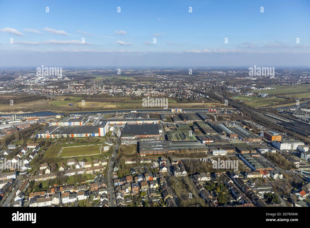 Voest Alpine Boehler Welding an der Hafenstrasse im Hammer Hafen am Datteln-Hamm-Kanal Ham.m, Ruhr region, Rhénanie du Nord-Westphalie, Allemagne, Hamm, DEU Banque D'Images