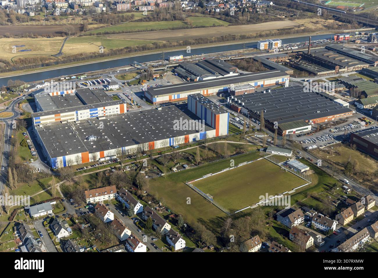 Voest Alpine Boehler Welding an der Hafenstrasse im Hammer Hafen am Datteln-Hamm-Kanal Ham.m, Ruhr region, Rhénanie du Nord-Westphalie, Allemagne, Hamm, DEU Banque D'Images