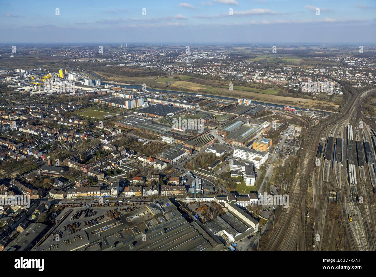 Voest Alpine Boehler Welding an der Hafenstrasse im Hammer Hafen am Datteln-Hamm-Kanal Ham.m, Ruhr region, Rhénanie du Nord-Westphalie, Allemagne, Hamm, DEU Banque D'Images