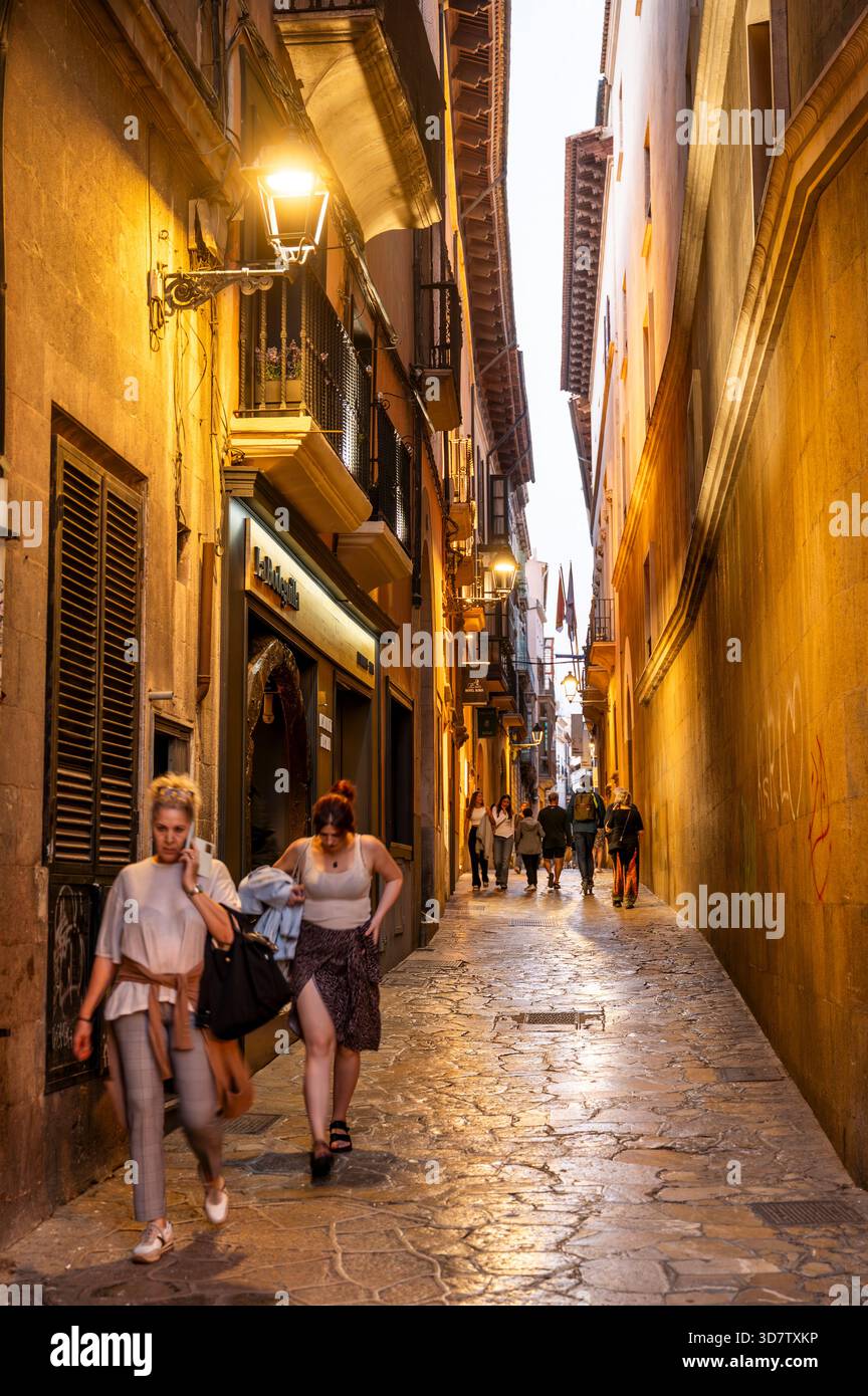 Palma de Majorque, Carrer de Sant Jaume connue pour son charme historique. Banque D'Images