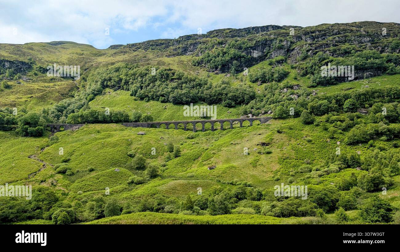 Vieux viaduc de chemin de fer près de Lochearnhead, en Écosse traversant une campagne pittoresque d'automne dans le pittoresque glen Ogle Banque D'Images