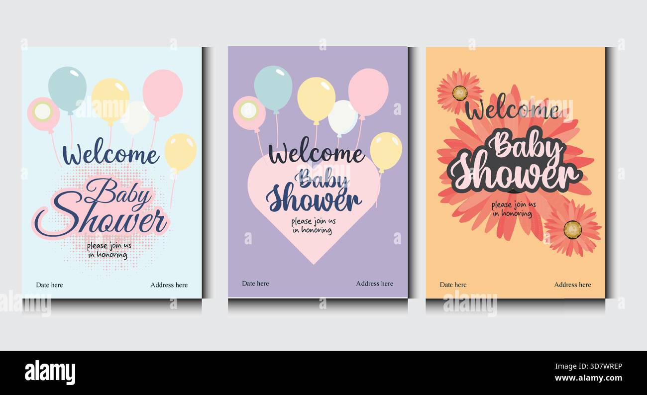 Illustration vectorielle d'une charmante célébration de douche de bébé avec des ballons colorés, des cadeaux réfléchis et des moments joyeux Illustration de Vecteur