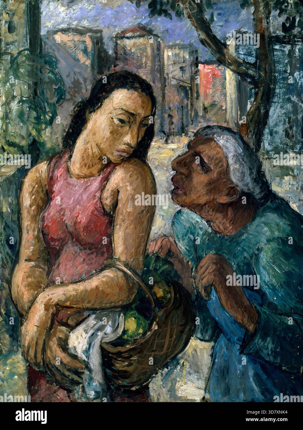 Conversation sur une rue, XXe siècle. Trouvé dans la collection de l'État M Ciurlionis Art Museum, Kaunas. Banque D'Images