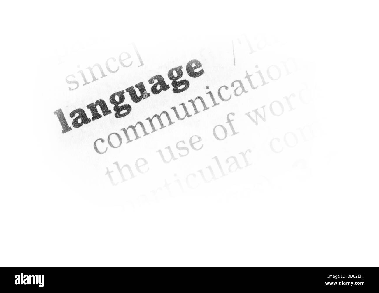 Définition du dictionnaire de langue seul mot avec soft focus Banque D'Images