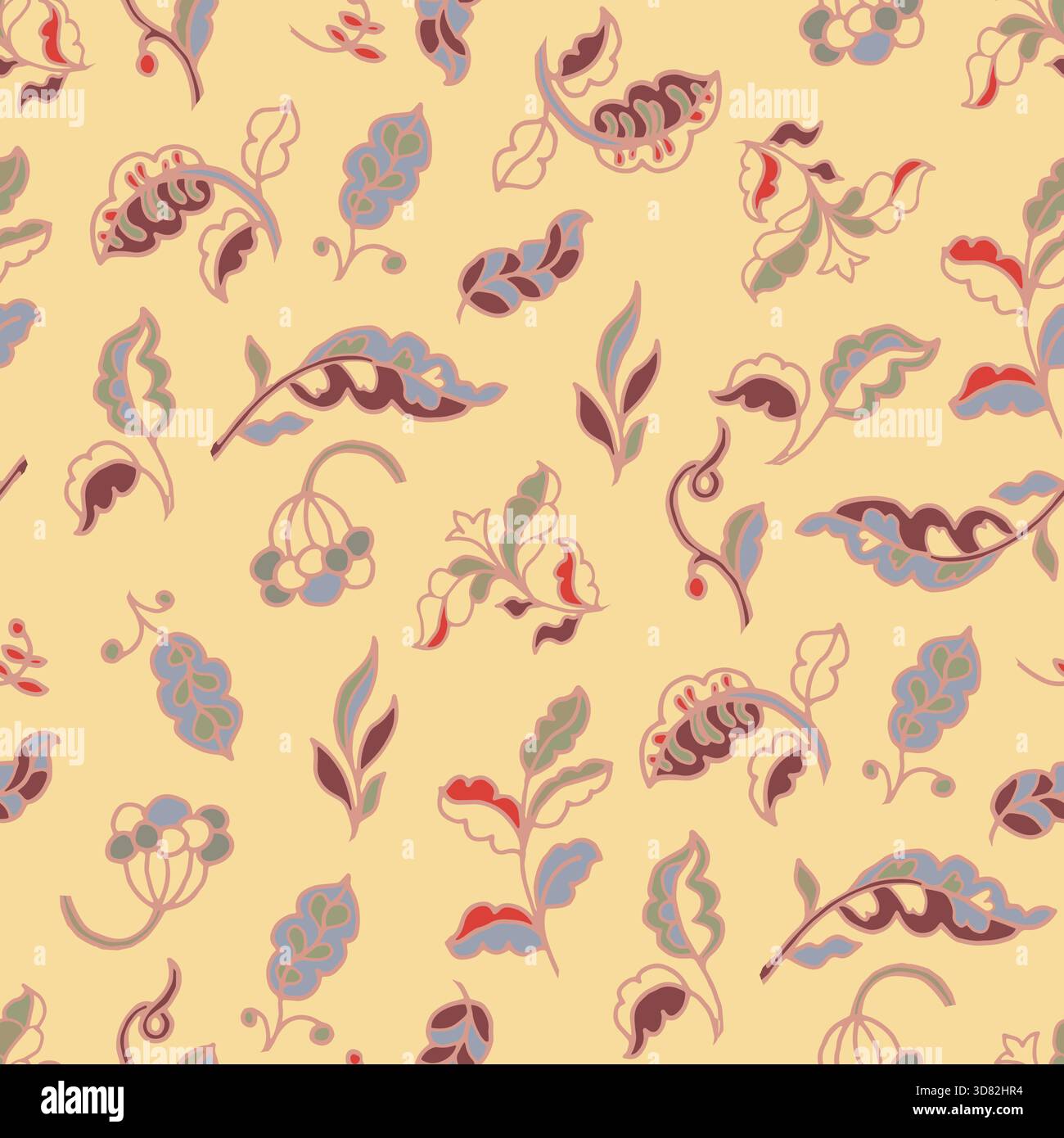 Motif botanique jaune chaud dispersé Illustration de Vecteur