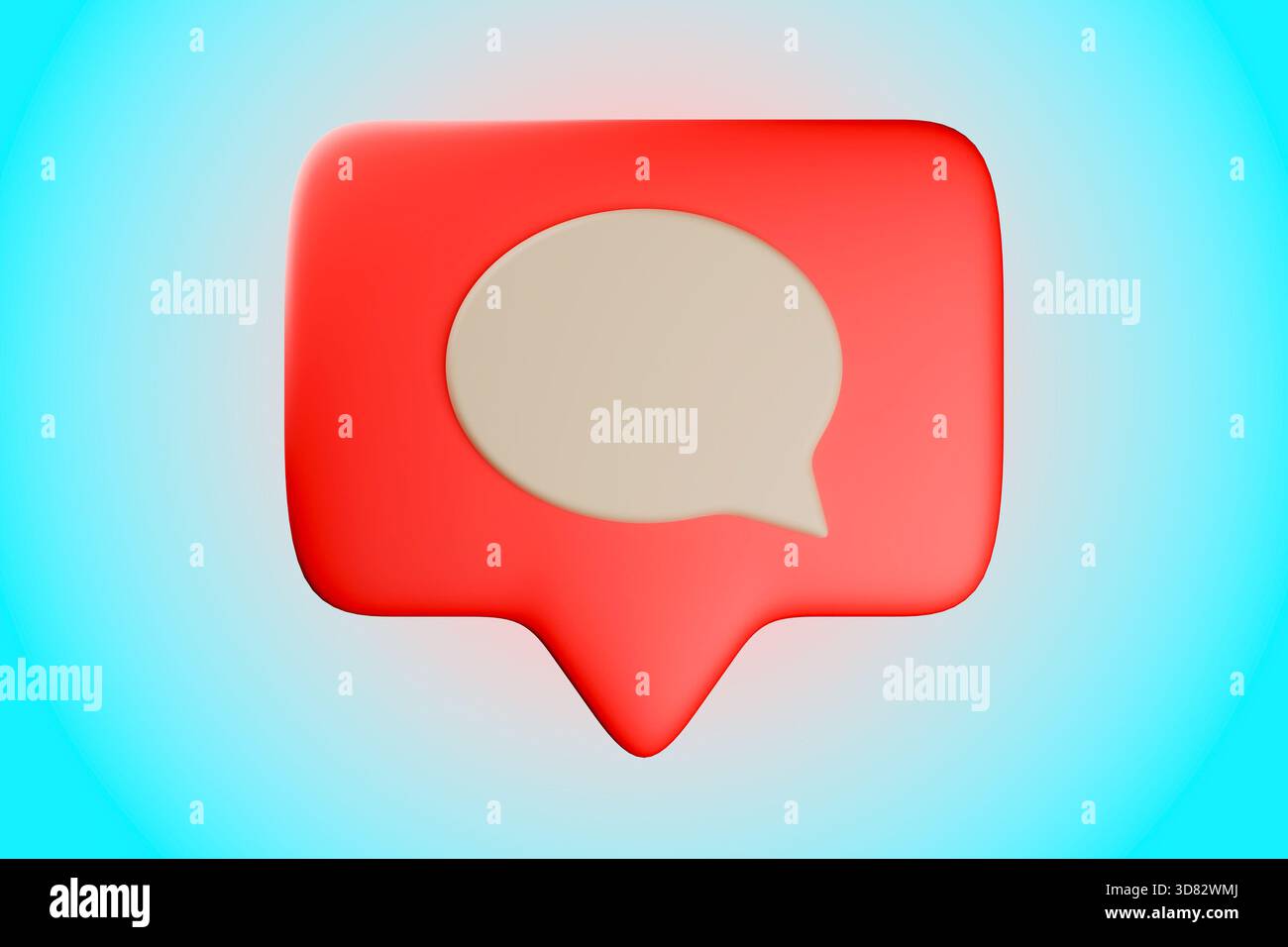 icône de commentaire rouge statique sur fond bleu Banque D'Images