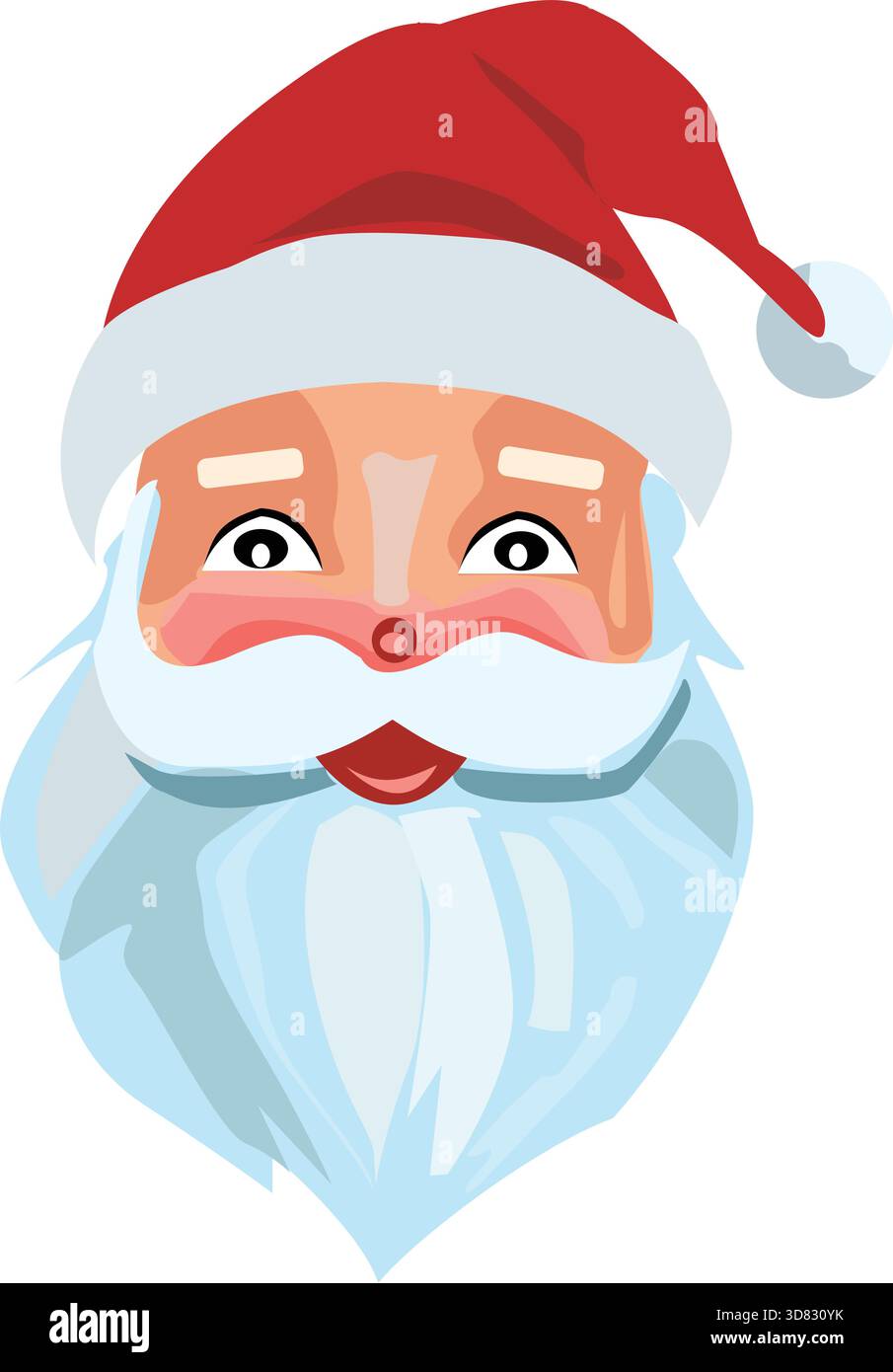 Santa Claus face art de dessin animé isolé sur blanc Illustration de Vecteur