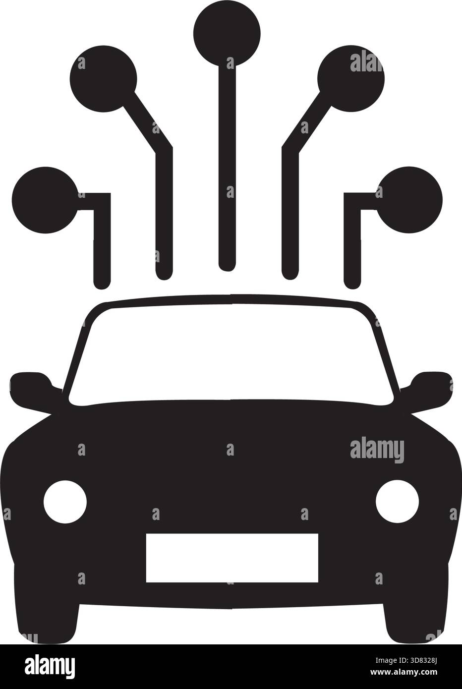 Icône simple d'une voiture se connectant à un réseau, représentant des concepts comme les véhicules intelligents Illustration de Vecteur