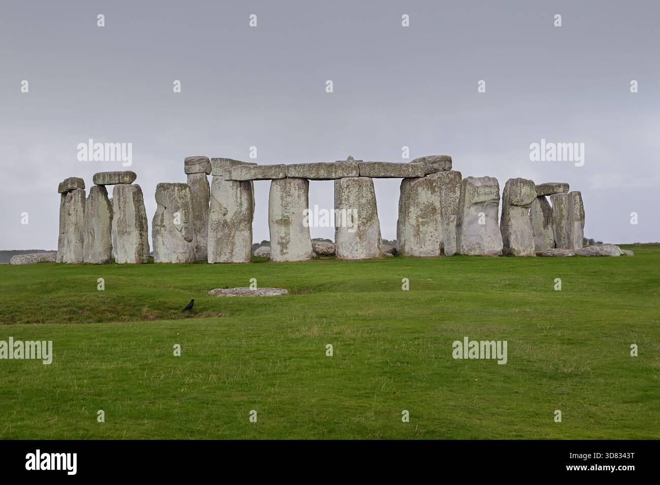 Vue du monument de Stonehenge sur la plaine de Salisbury dans le Wiltshire, Angleterre, Royaume-Uni Banque D'Images