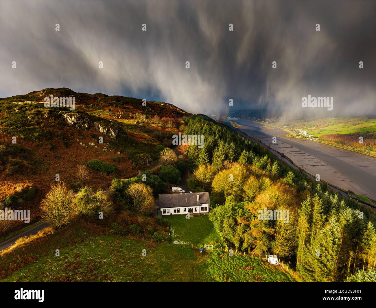 Une douche hivernale approchant le point de vue de Flagstaff Banque D'Images