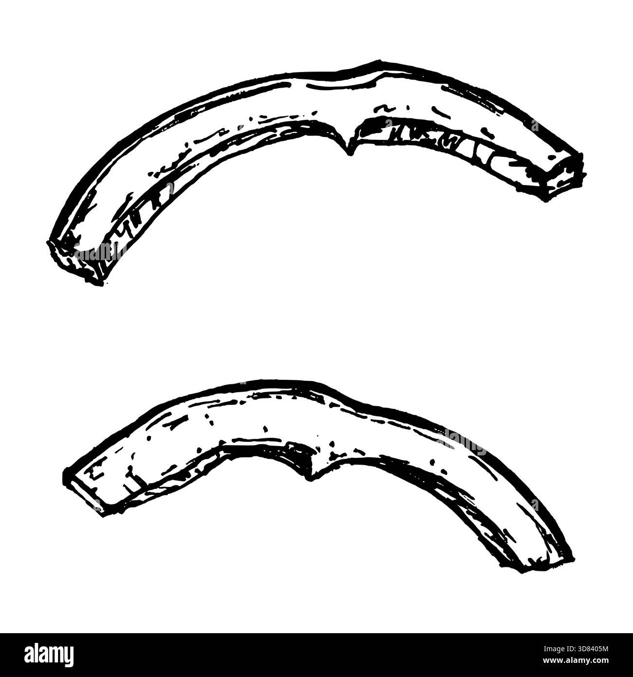 Illustration vectorielle noir et blanc de morceaux de poivre tranchés avec des formes courbes et des bords texturés. Détails de ligne propres, adaptés au jeu d'ingrédients Illustration de Vecteur