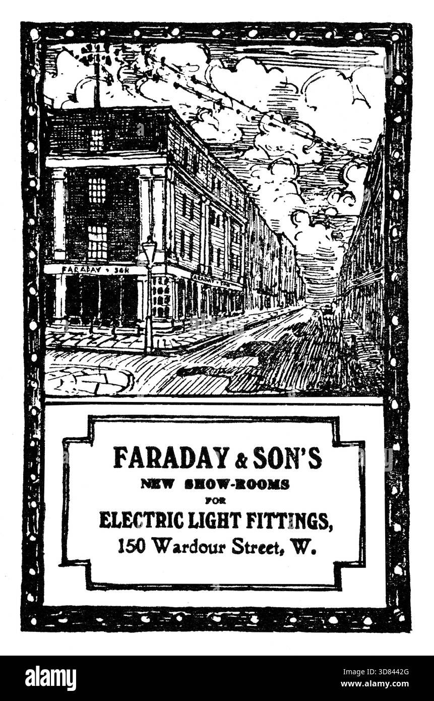 1910 Faraday and sons Electric Light Fittings, nouvelle publicité pour les salles d'exposition du magazine Studio Banque D'Images