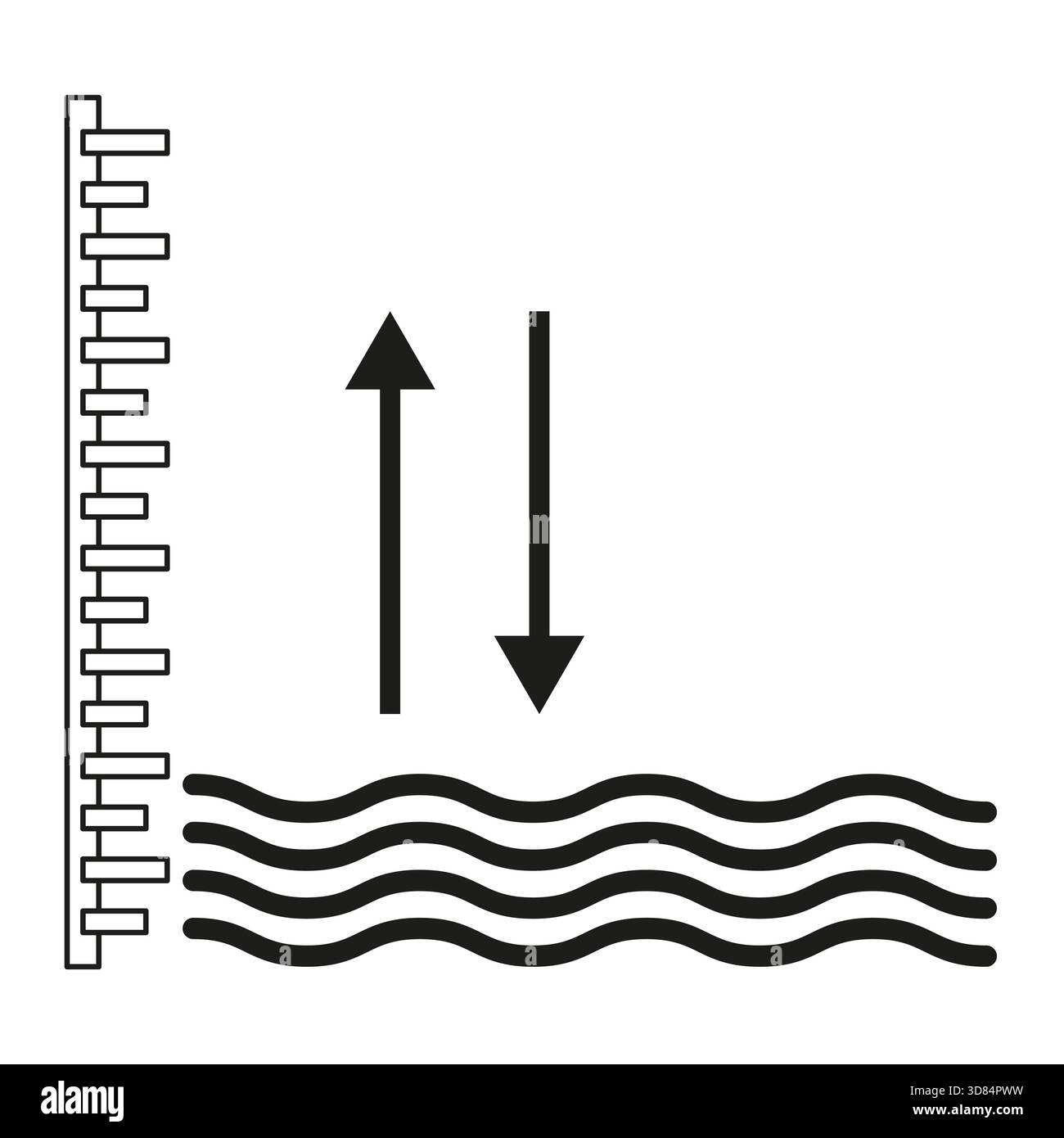 Contrôle du niveau d'eau. Indicateur de l'échelle des courbes. Diagramme de flux abstrait. Elément de technologie vectorielle. SPE 10. Illustration de Vecteur