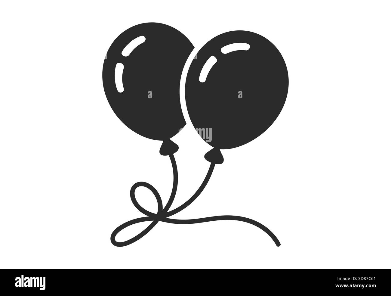 Deux ballons noirs attachés ensemble avec une ficelle et un noeud Illustration de Vecteur