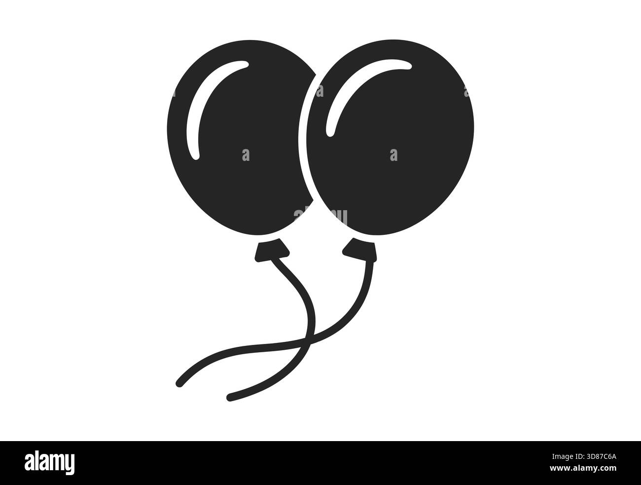 Deux ballons noirs attachés ensemble avec une ficelle et un noeud Illustration de Vecteur