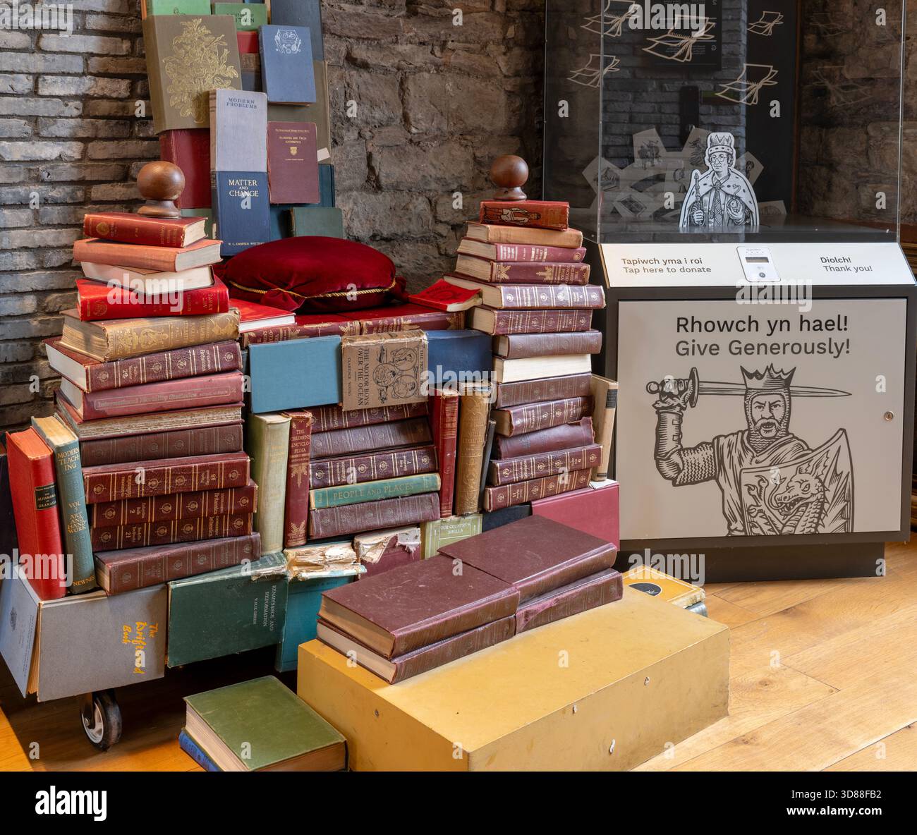 Une exposition de livres - art instillation - Hay Castle, Hay-on-Wye, Powys, pays de Galles, Royaume-Uni Banque D'Images