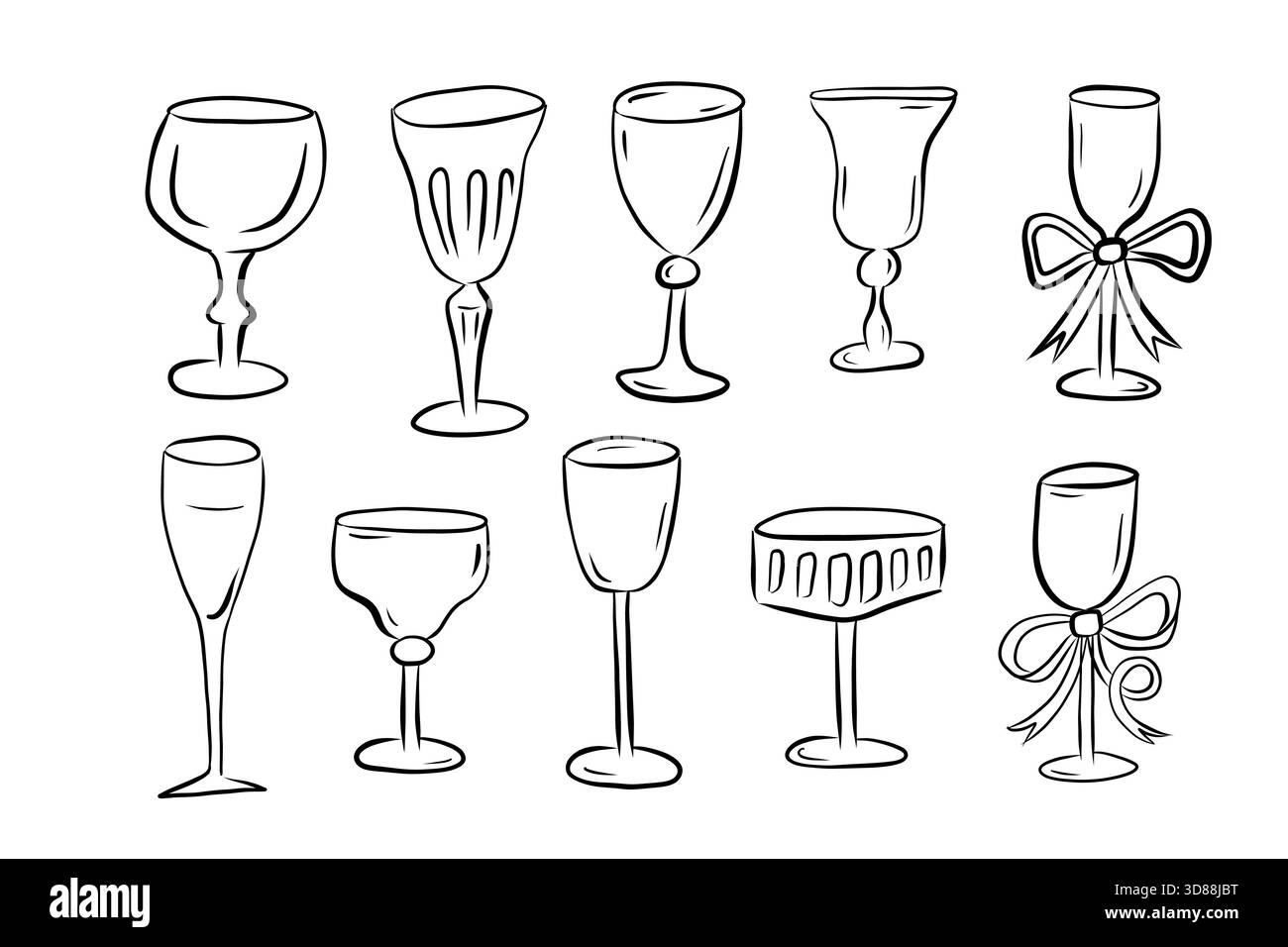 Découvrez un assortiment élégant et éclectique de verres parfaits pour diverses célébrations et événements Illustration de Vecteur