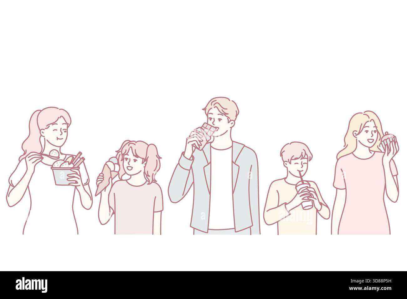 les gens enregistrent de joyeuses réunions de famille, différents âges capturant des souvenirs via des smartphones aujourd'hui, différentes générations documentant des moments spéciaux avec des appareils numériques maintenant Illustration de Vecteur