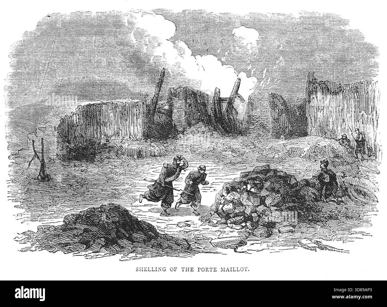 Bombardement de la porte Maillot, pendant le siège de Paris, lors de la guerre franco-prussienne. Banque D'Images