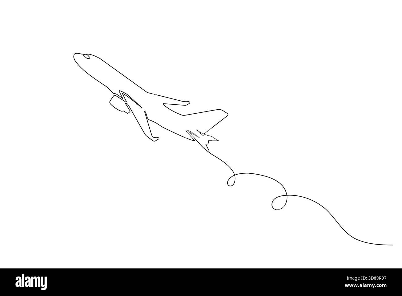 Trajectoire de voyage continue a vue aérienne a une seule ligne D'un avion. Illustration de Vecteur