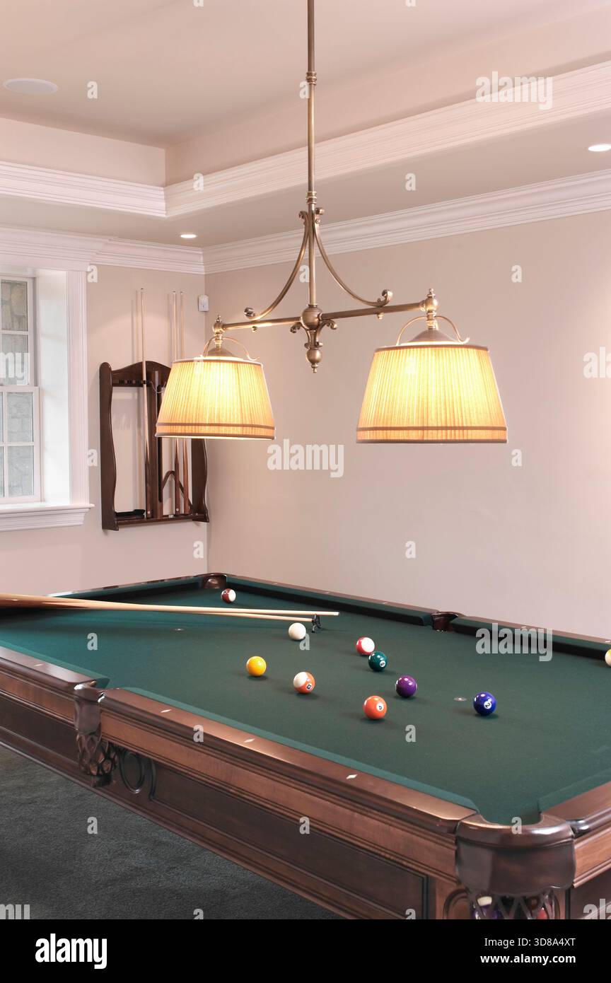 Salle de billard, maison résidentielle, Pennsylvanie USA Banque D'Images