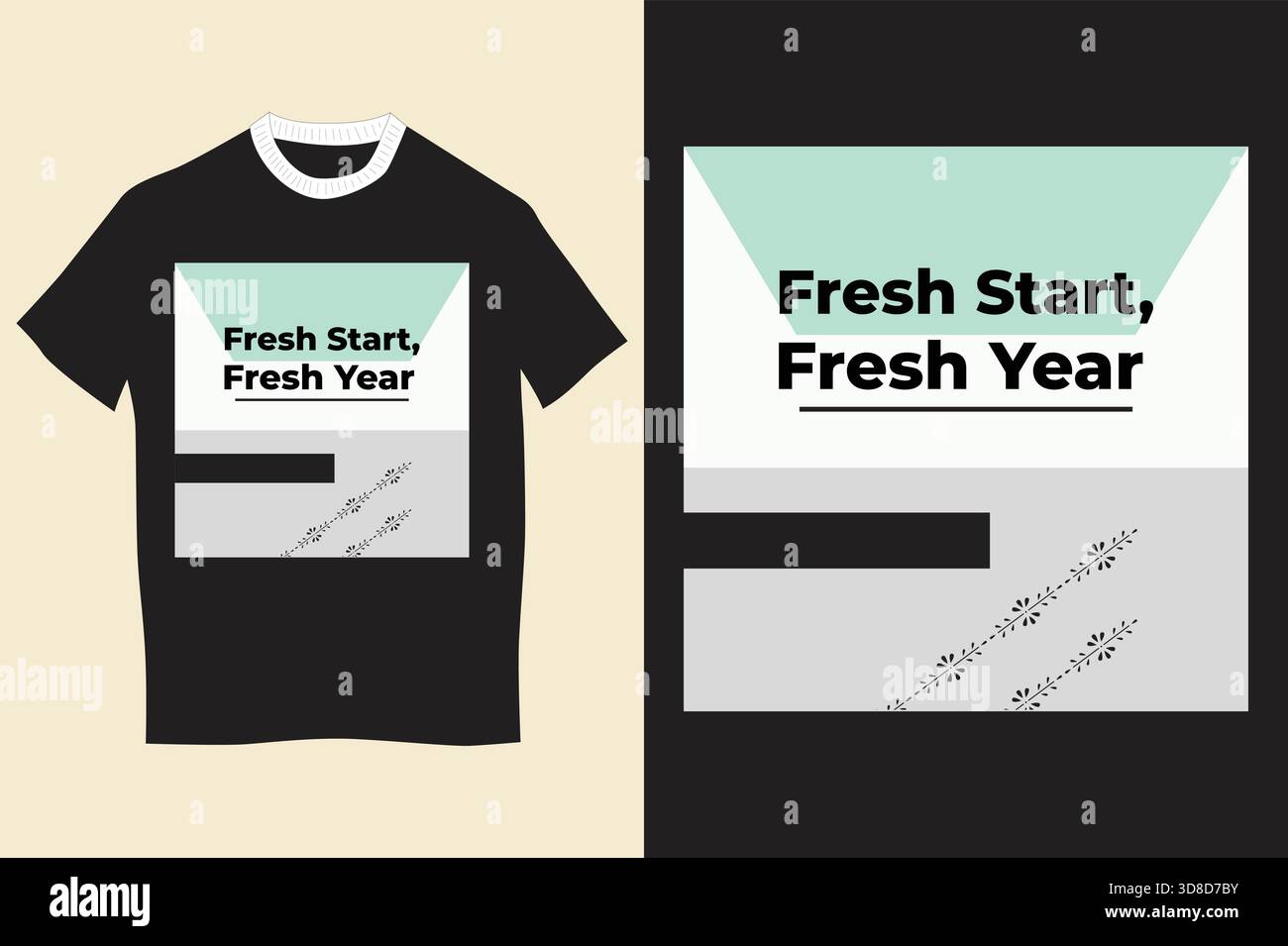 New Year New Vibes T-shirt Design | T-shirt graphique esthétique Fresh Start avec typographie moderne pour une énergie positive, une célébration et un style Illustration de Vecteur